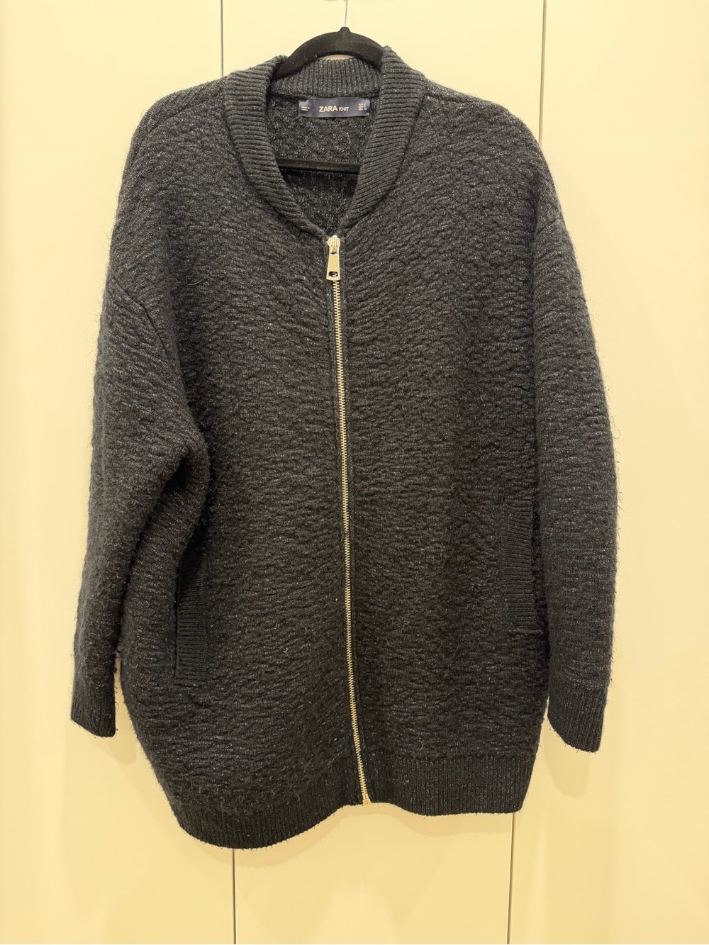 Zara Navy Zip-Front Women's Sweater